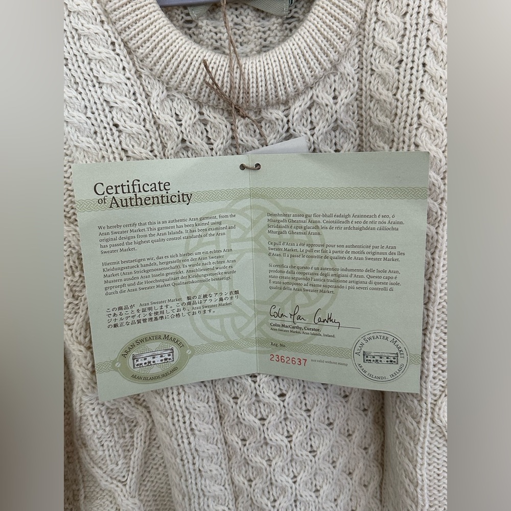 Aran Sweater Market Men’s White Lightweight - Picture 9 of 10